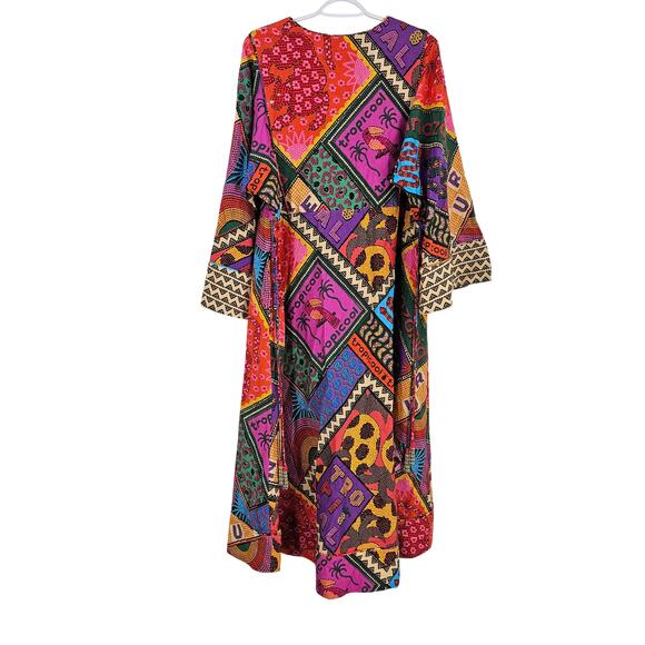 Farm Rio Dotted Patchwork Midi Dress Multicolor Printed A-Line Boho NWT Size M - Picture 10 of 10